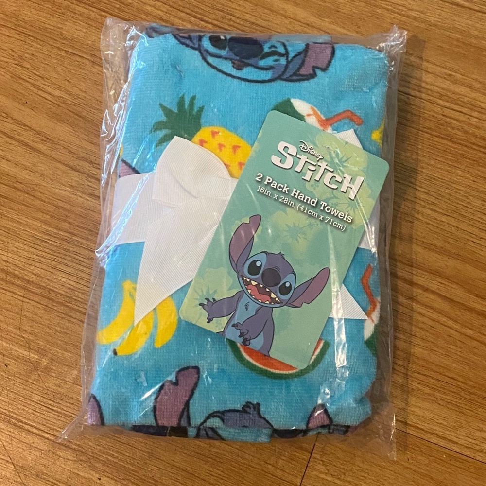 Disney Stitch Tropical Hand Towel Set - Turquoise with Yellow Accents